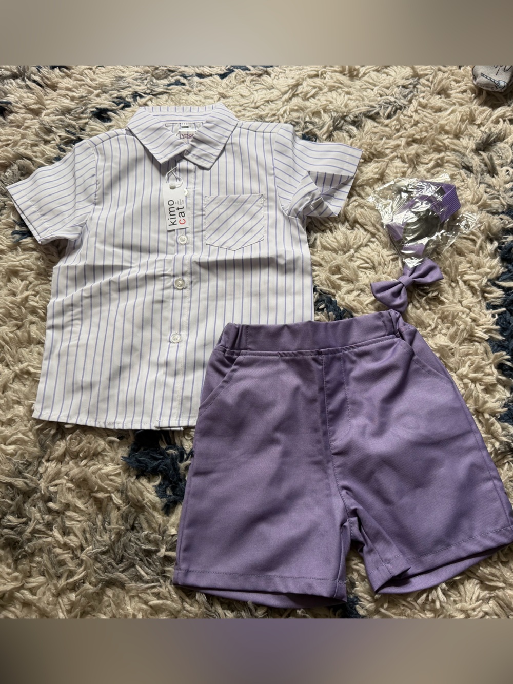 Toddler Boys 4T-5T Suit Style Short Sleeve Shirt + Bowtie + Short Suspenders NWT